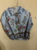 Shirt - Zetaotto - One Size - Bleu & colorful flowers - IT26-JUN-HC0003