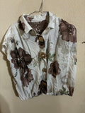 Shirt - Zetaotto - One Size - White & brown flowers - IT26-JUN-HC0006