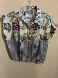 Shirt - Zetaotto - One Size - white & bleu flowers - IT26-JUN-HC0012