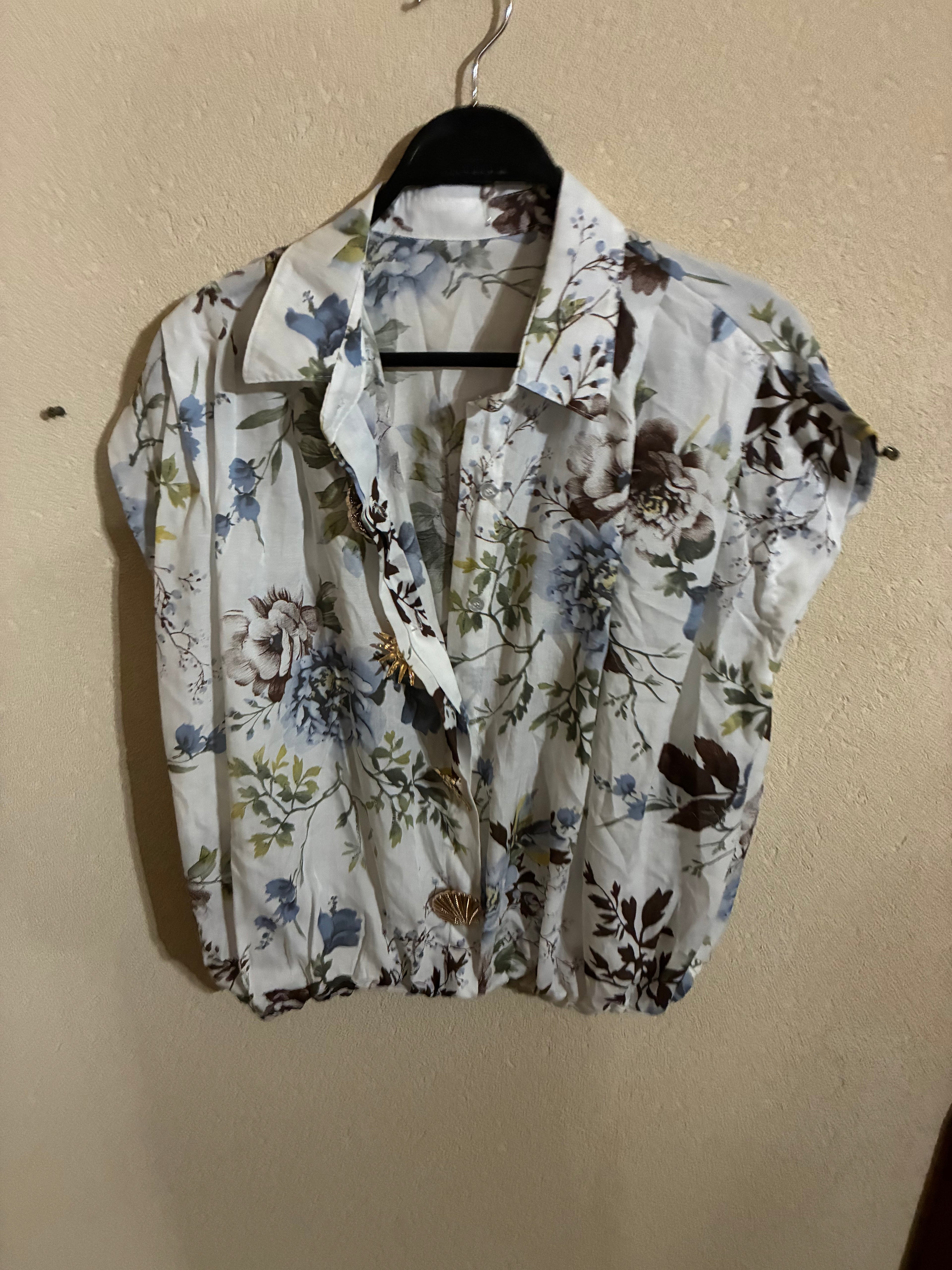 Shirt - Zetaotto - One Size - white & yellow flowers - IT26-JUN-HC0021