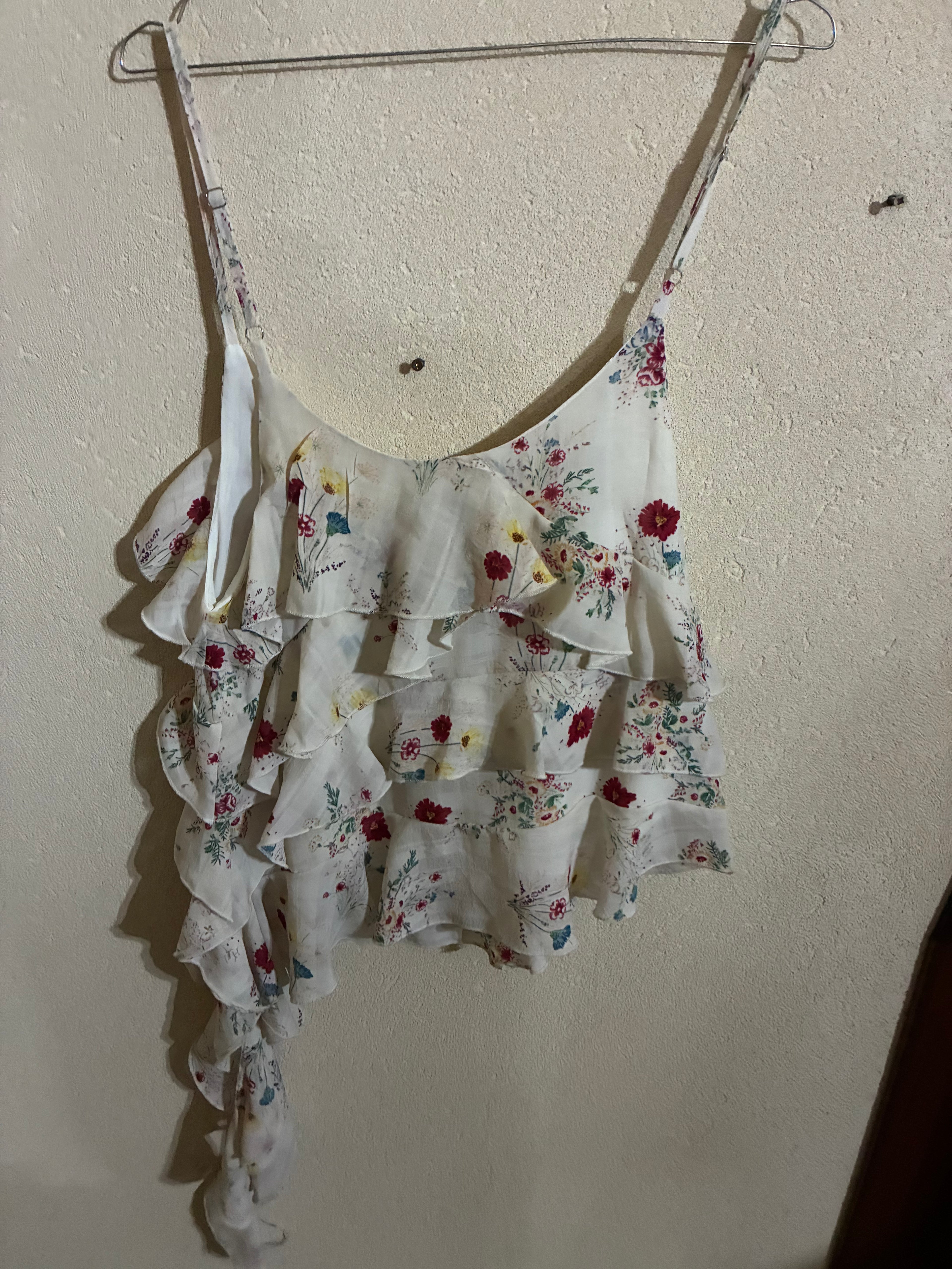 Top - Monique - One Size - Beige & red flowers - IT26-JUN-HC0023