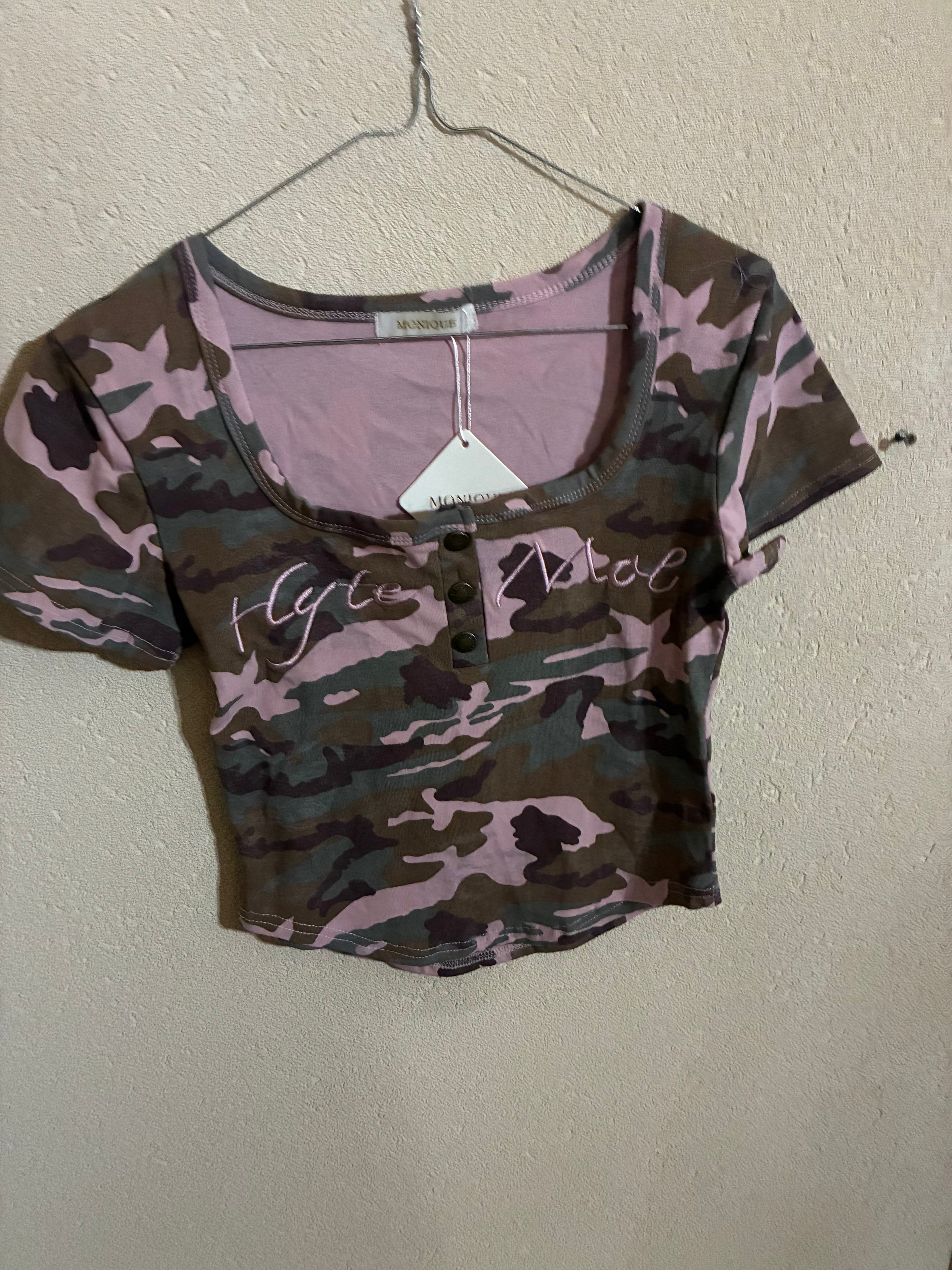 T-Shirt - Monique - One Size - Pink & brown army - IT26-JUN-HC0024