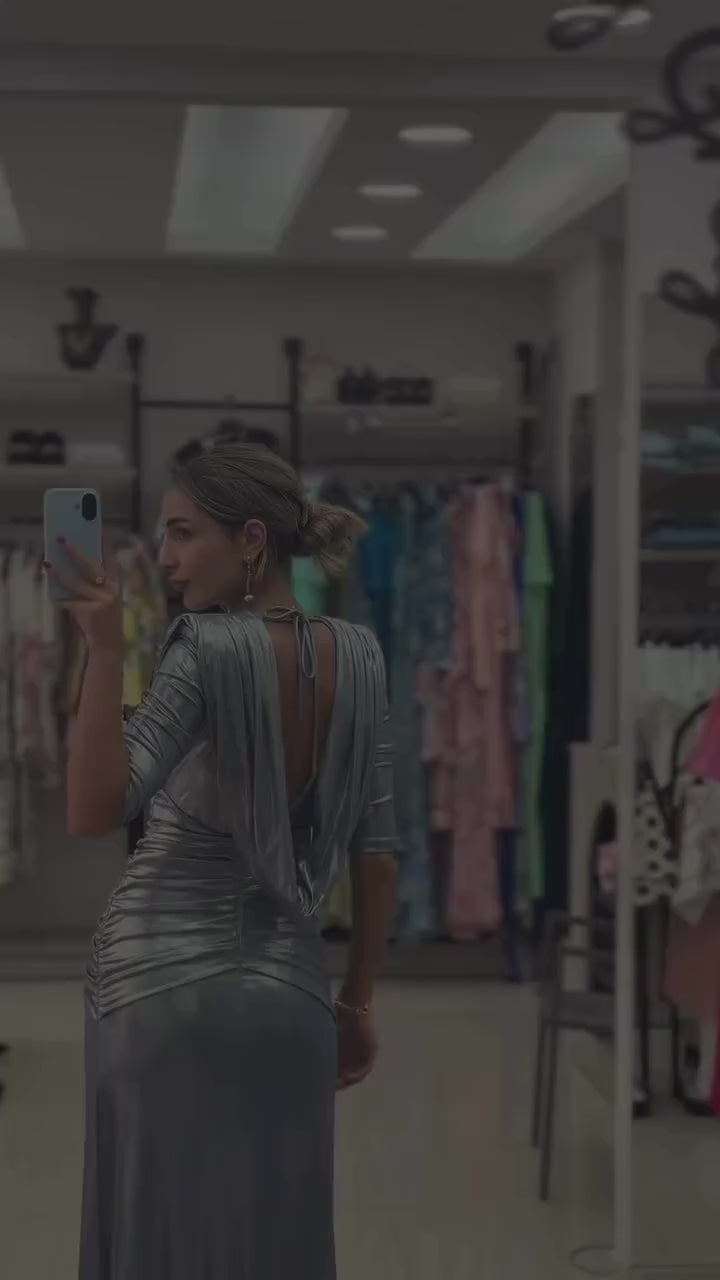 Babylon Dress in Disco Bleu — in motion